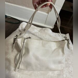 Vintage Coach Small White Leather Shoulder Bag with Tassel- Authenticated- Y2K